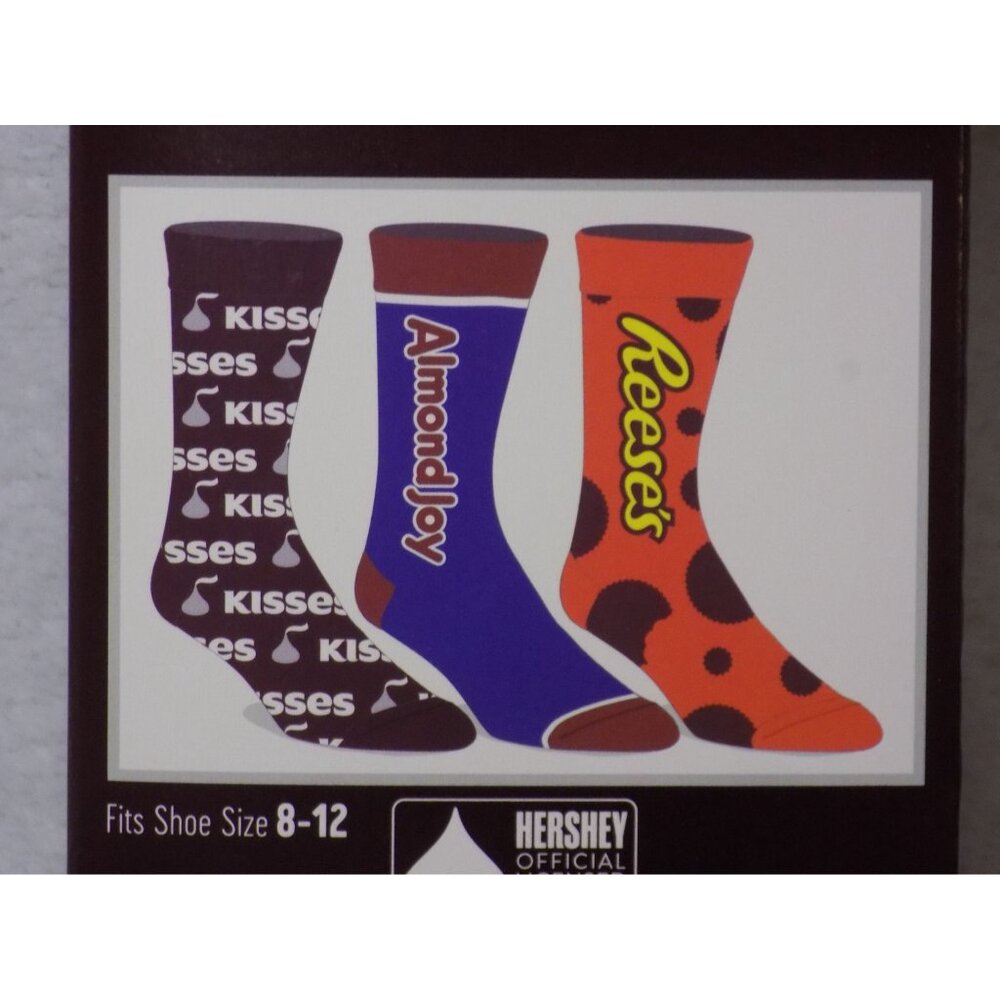 Hershey Candies Crew Socks 3 Pair Pack Men's Shoe Size 8 to 12 Attire